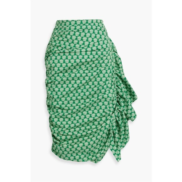 RHODE Green Asymmetric Felicity Scalloped Ruffle Skirt Women's Size 6 - Picture 3 of 13